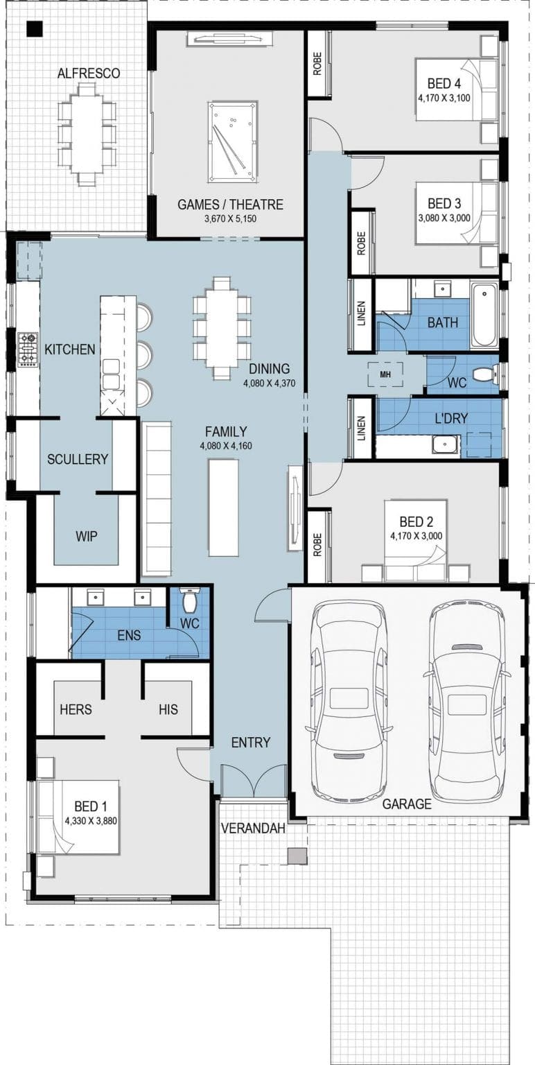 Game-Day - Floor Plan - Progen Building Group Perth WA