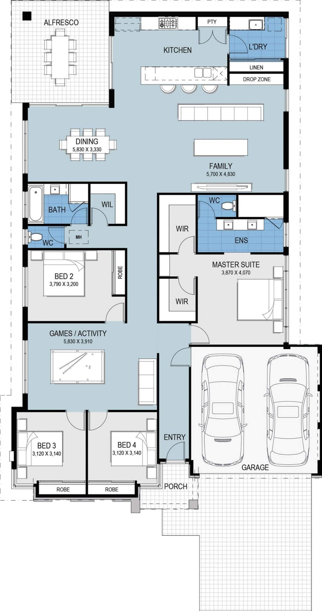 Pinnacle Home Design 15m Wide House Designs Perth, Single Storey 4 Bedroom Home Designs